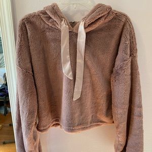 Charlotte Russe Faux Fur Crop Hoodie